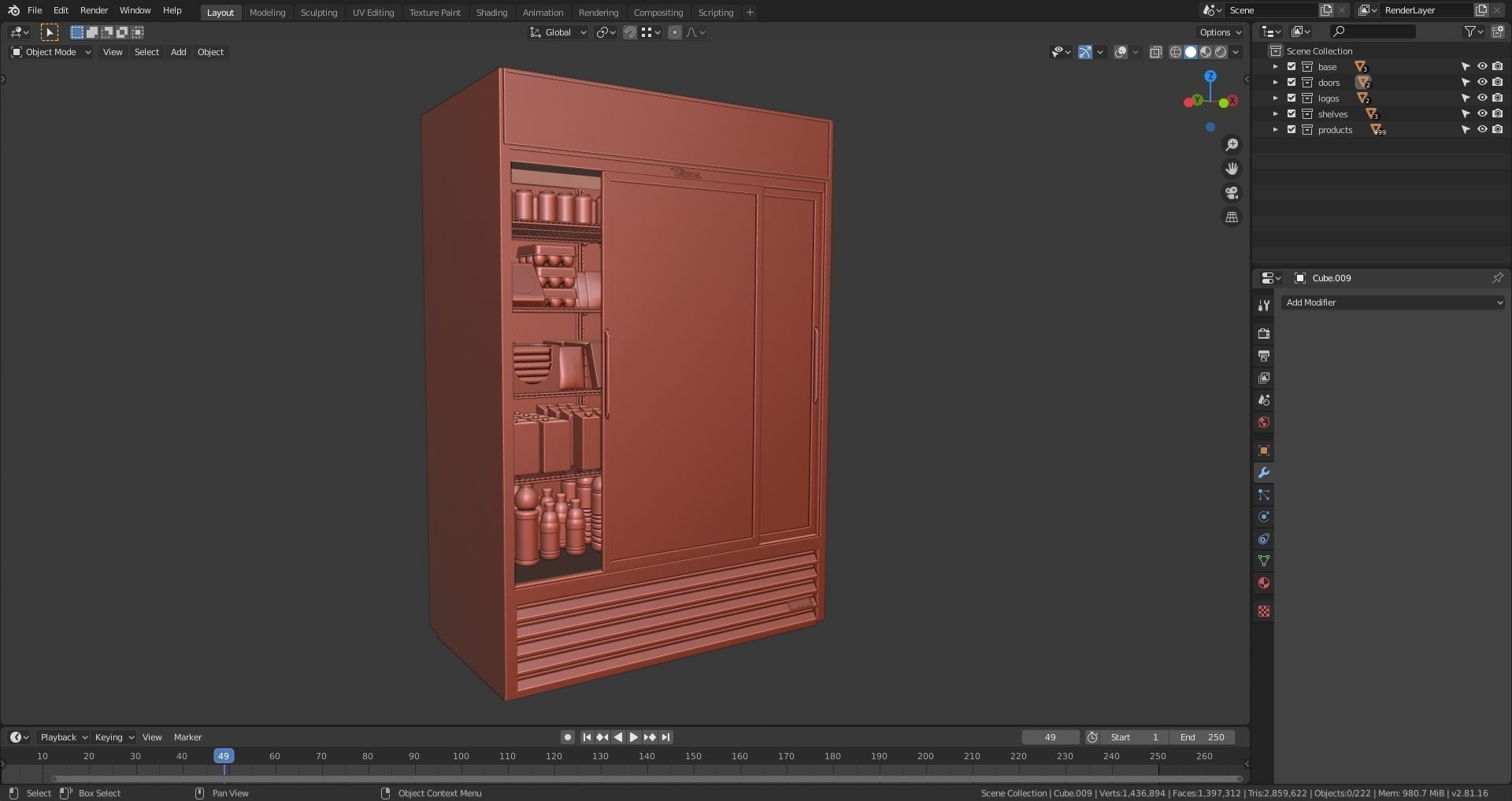True GDM-47-LD Glass Door Marchendiser 3D model_4