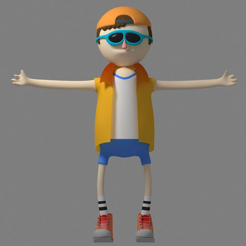 Men summer toon Low-poly 3D model