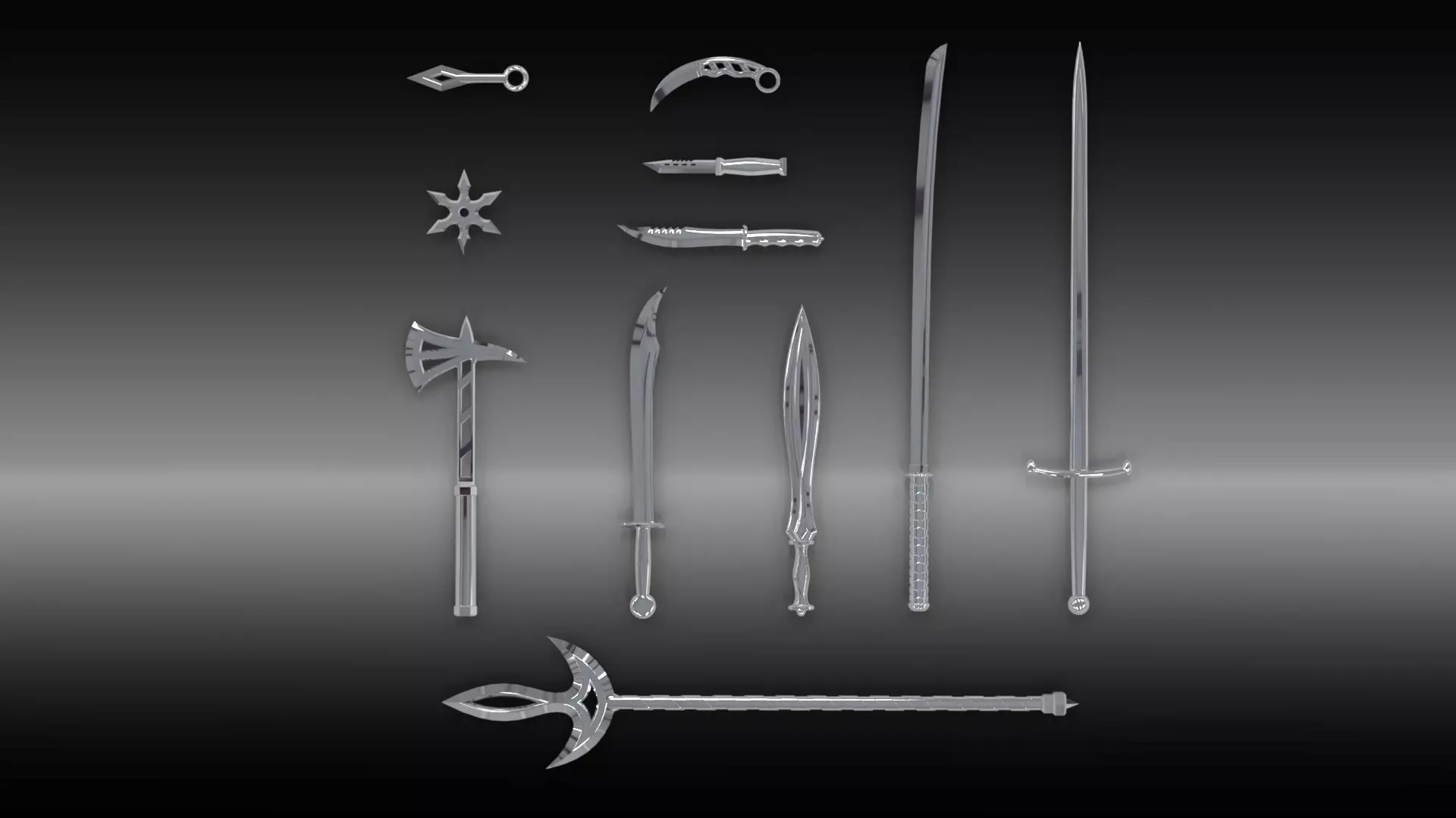 Blades set sword Low-poly 3D model_0