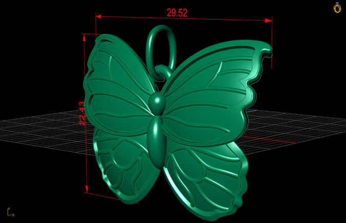 3D model of jewelry butterfly pendan 3D print model