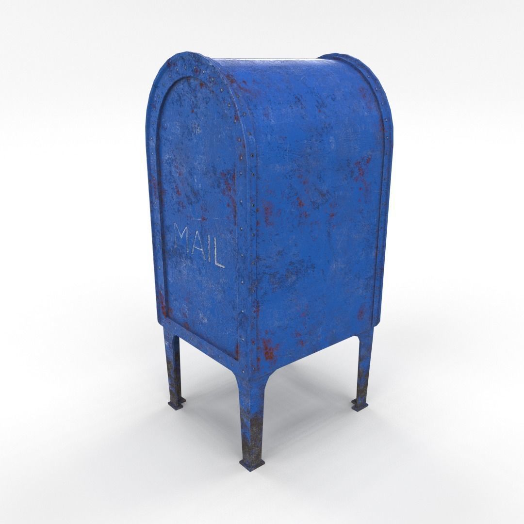 Mailbox Lowpoly Weathered PBR Low-poly 3D model_2