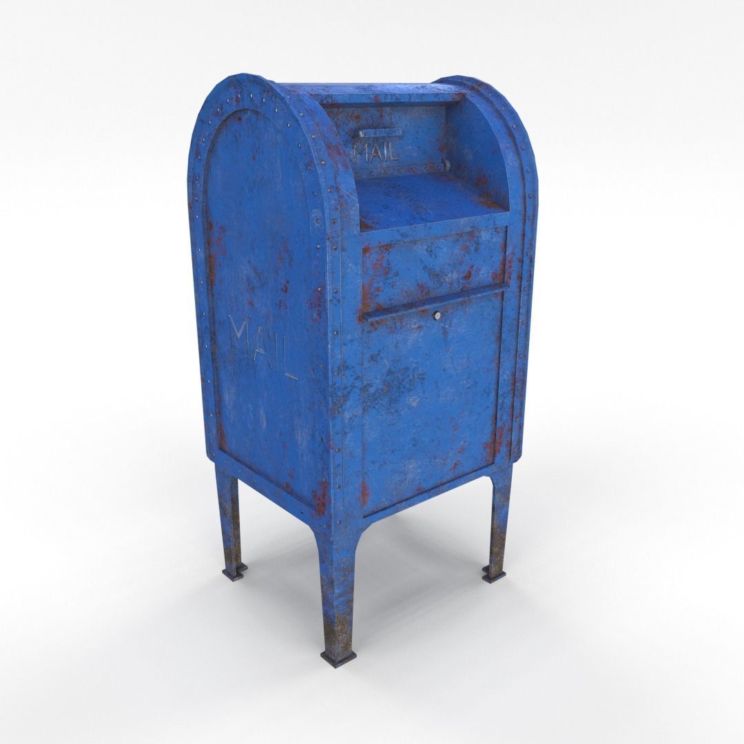 Mailbox Lowpoly Weathered PBR Low-poly 3D model_5