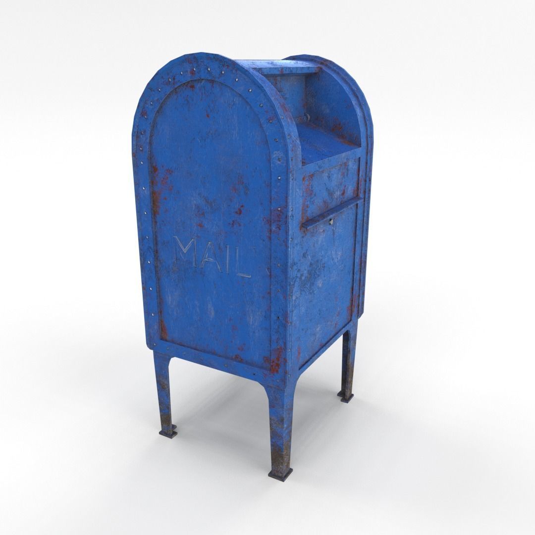 Mailbox Lowpoly Weathered PBR Low-poly 3D model_4