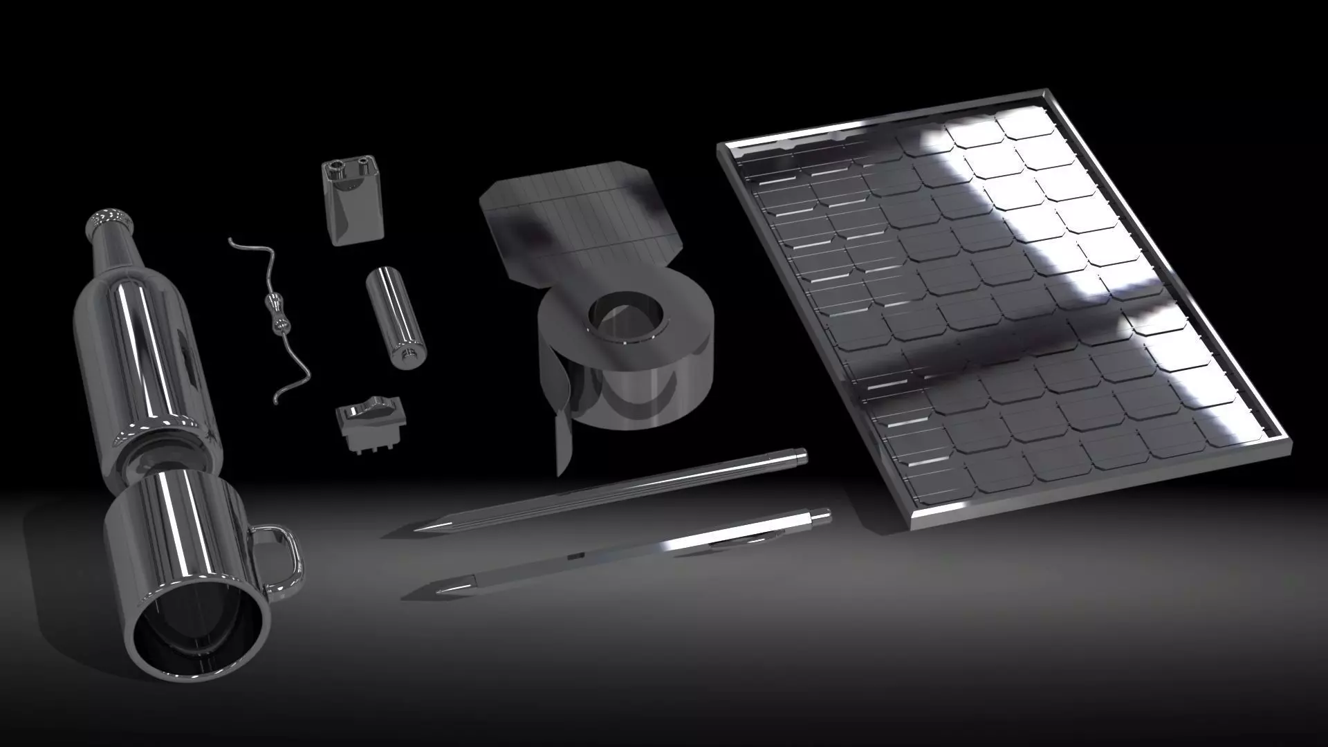 Random items set Low-poly 3D model_0