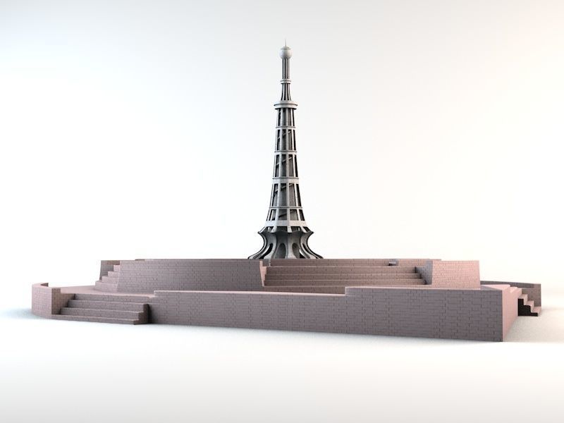 Minar-e-Pakistan Tower Low-poly 3D model_5