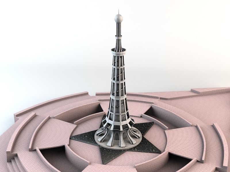 Minar-e-Pakistan Tower Low-poly 3D model_2