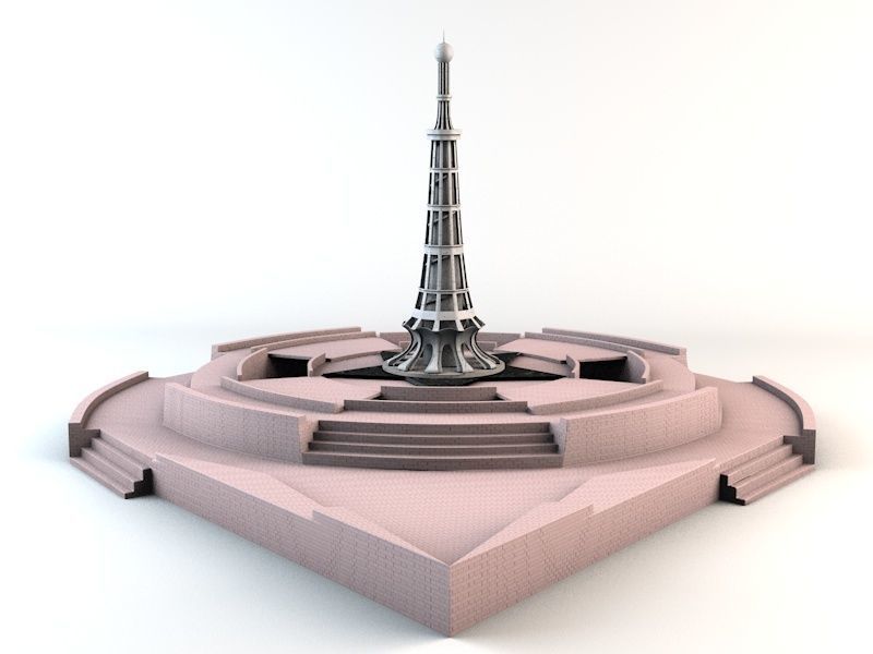 Minar-e-Pakistan Tower Low-poly 3D model_7