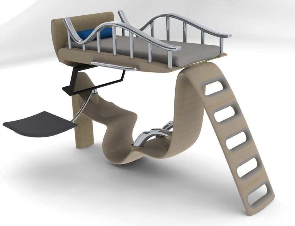 Bed and desk combine Free 3D model