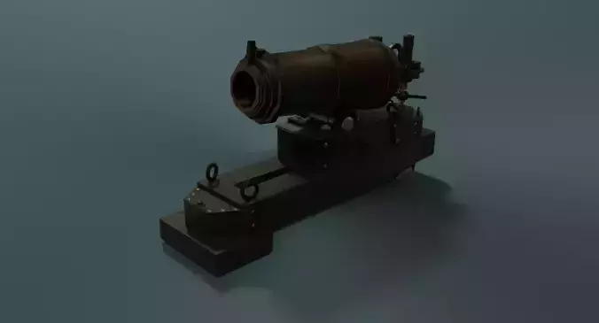 Carronade Cannon 32lbs Low-poly 3D model