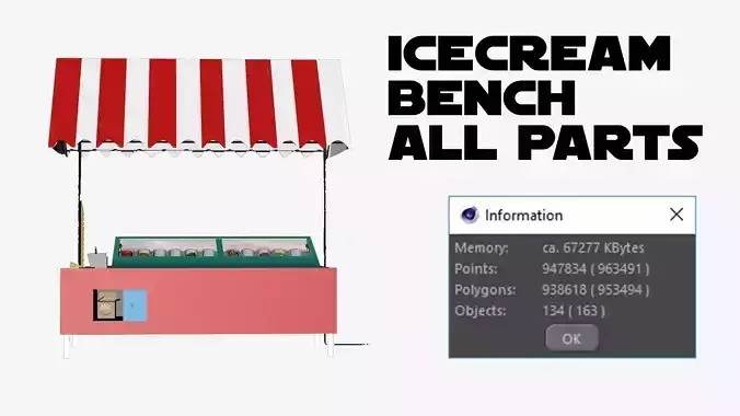 Ice Cream Countertops - Bench - 3D
