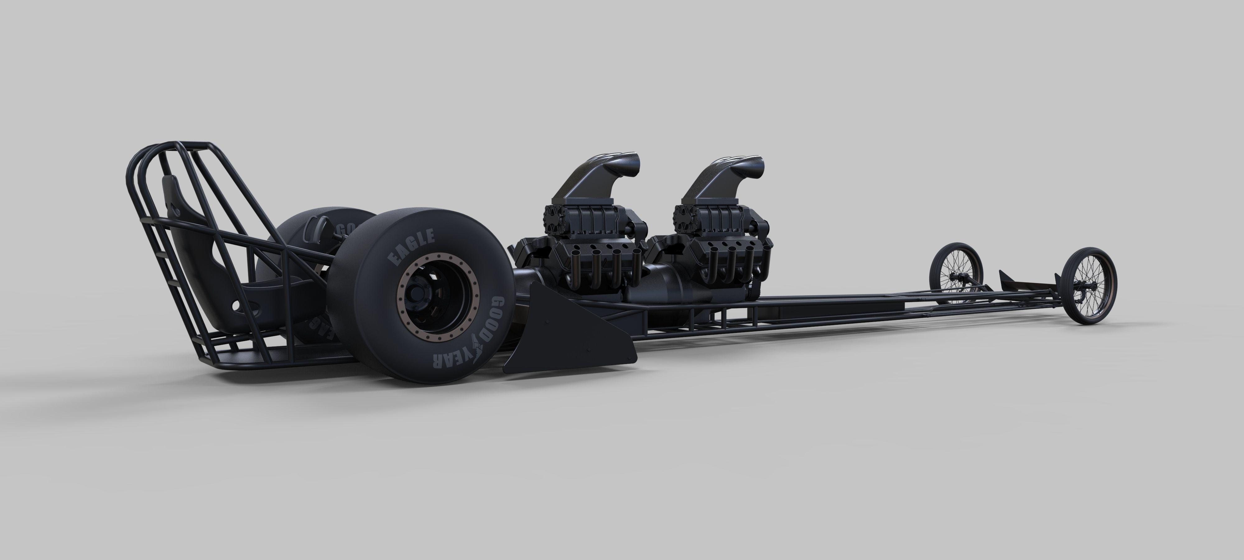 Front twin-engined dragster 3D model_11