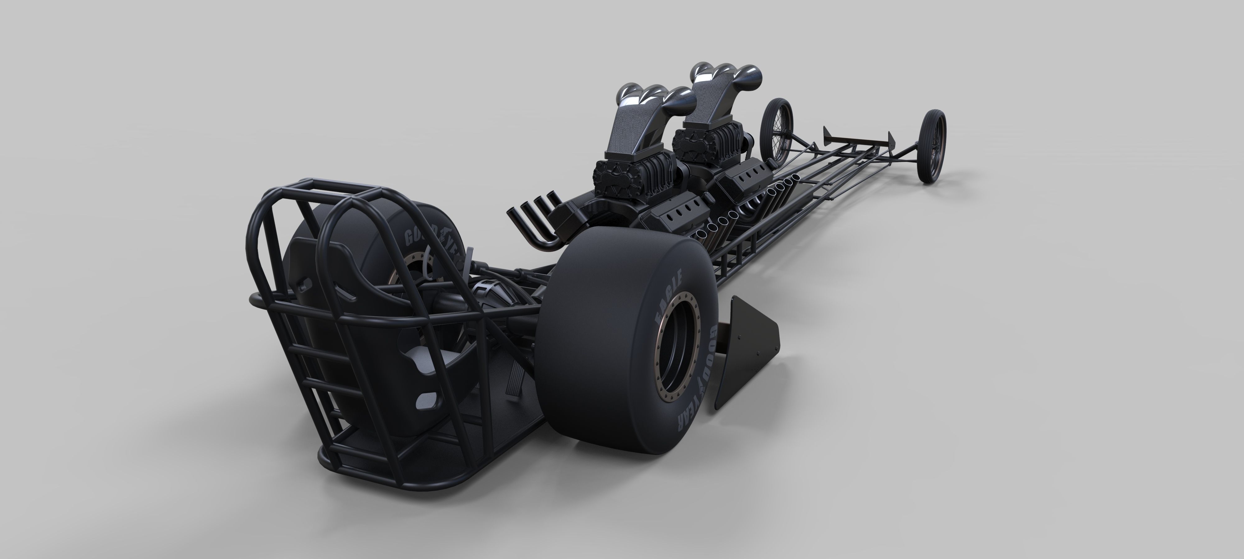 Front twin-engined dragster 3D model_12