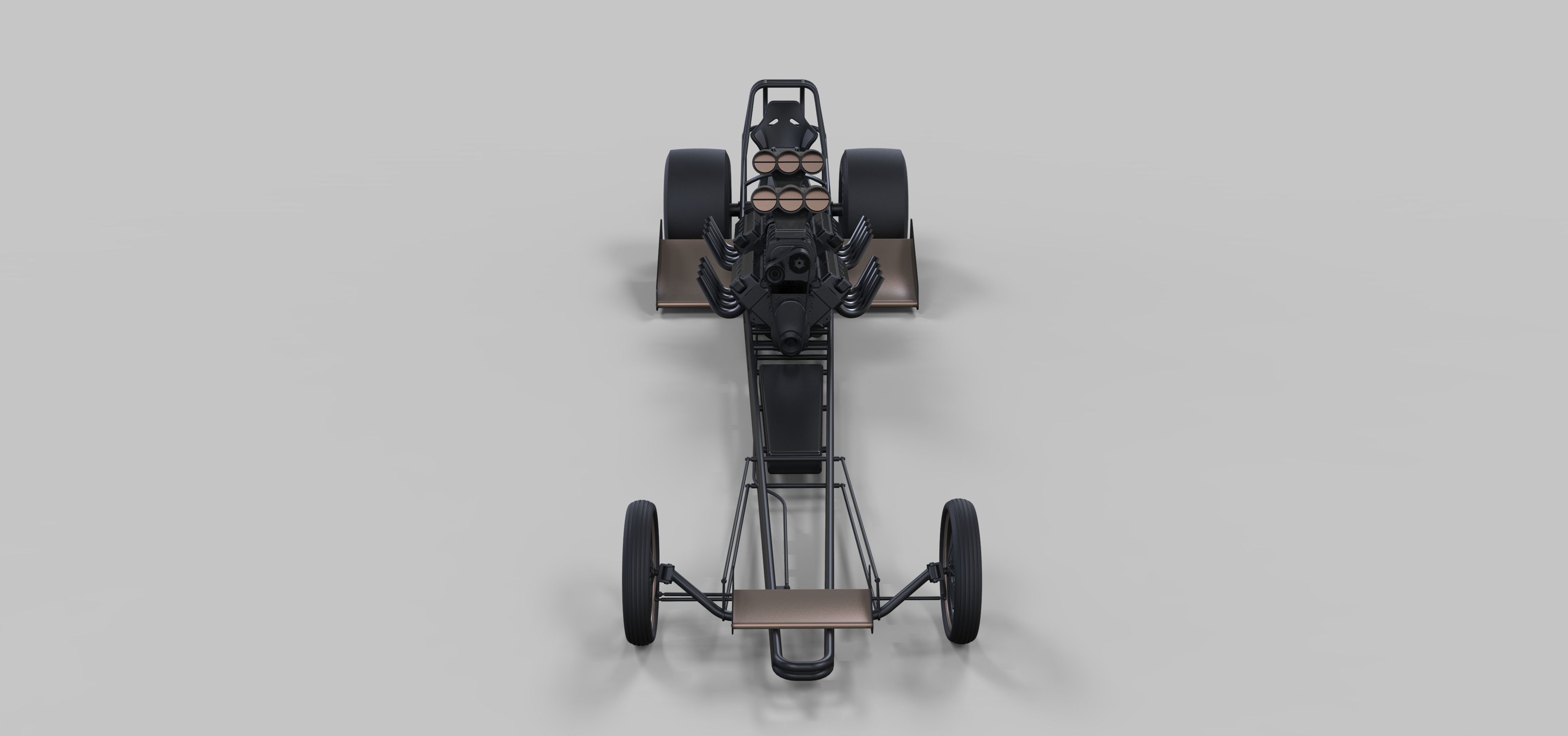 Front twin-engined dragster 3D model_5