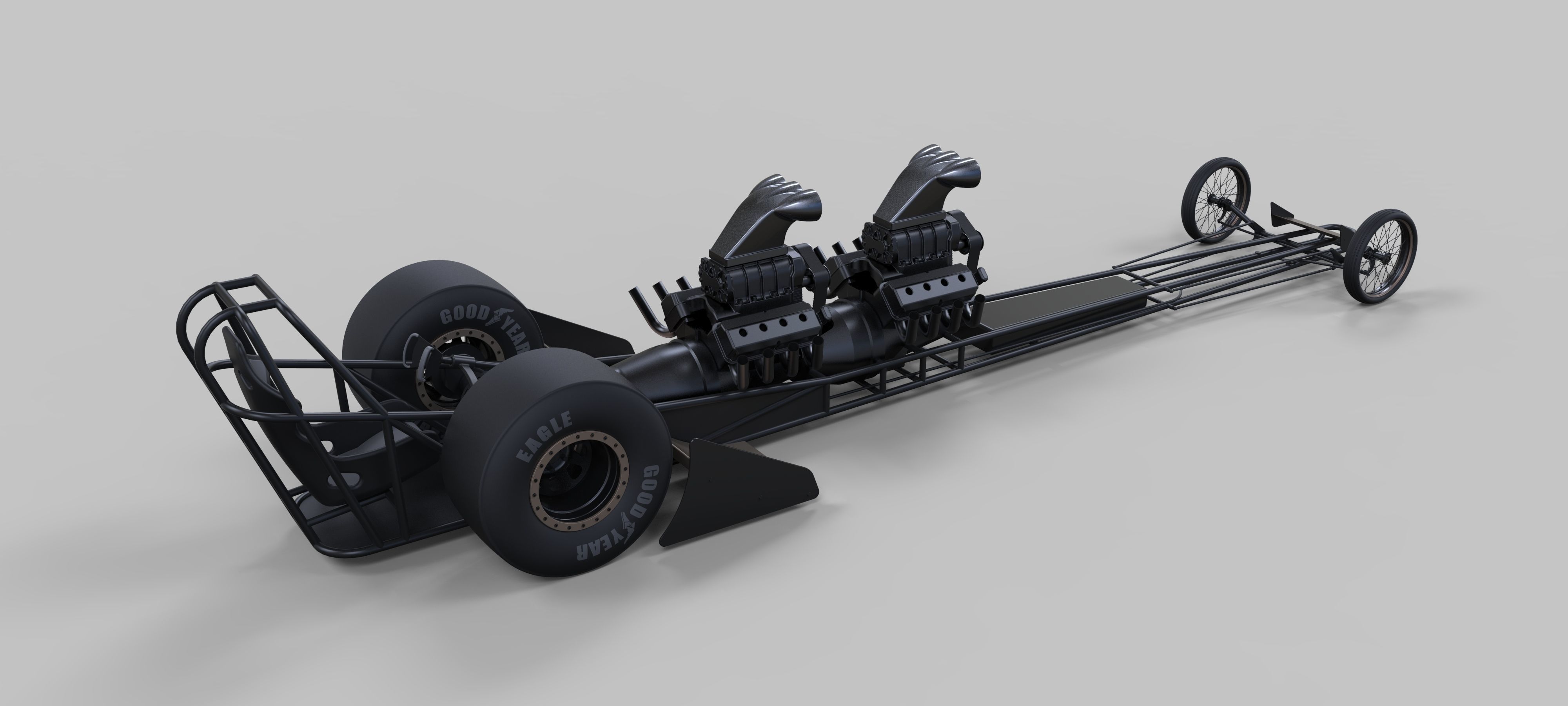 Front twin-engined dragster 3D model_10