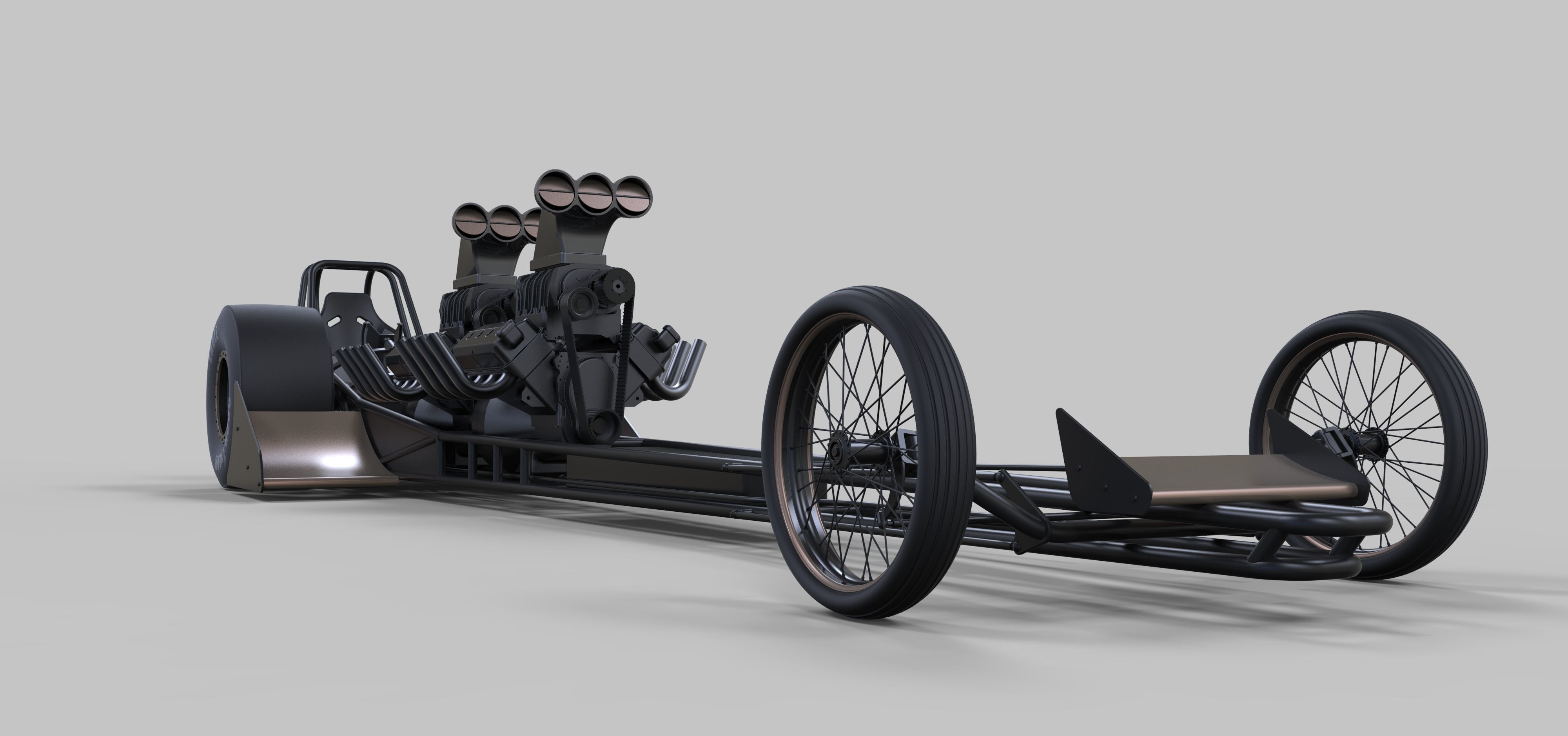Front twin-engined dragster 3D model_3