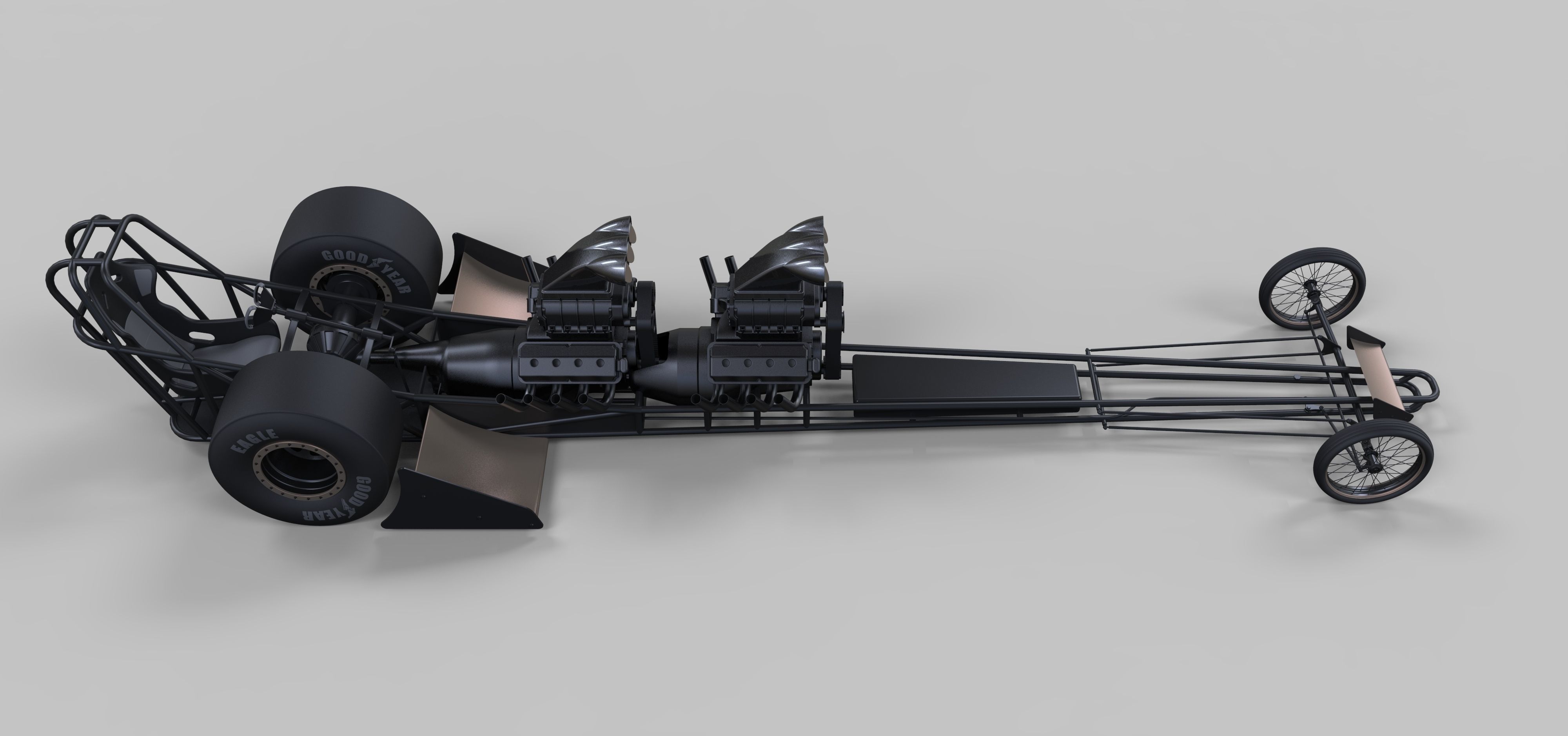 Front twin-engined dragster 3D model_8