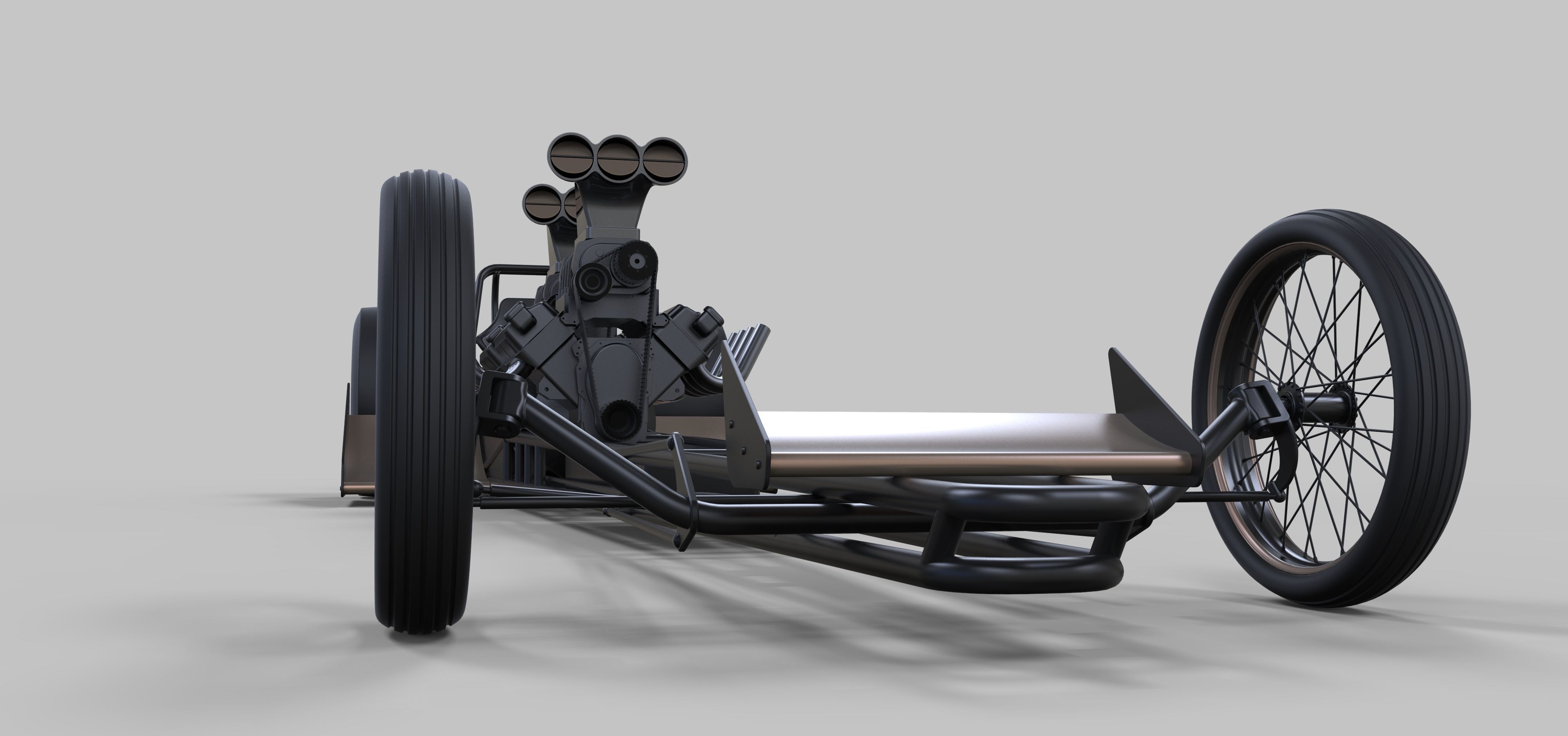 Front twin-engined dragster 3D model_4