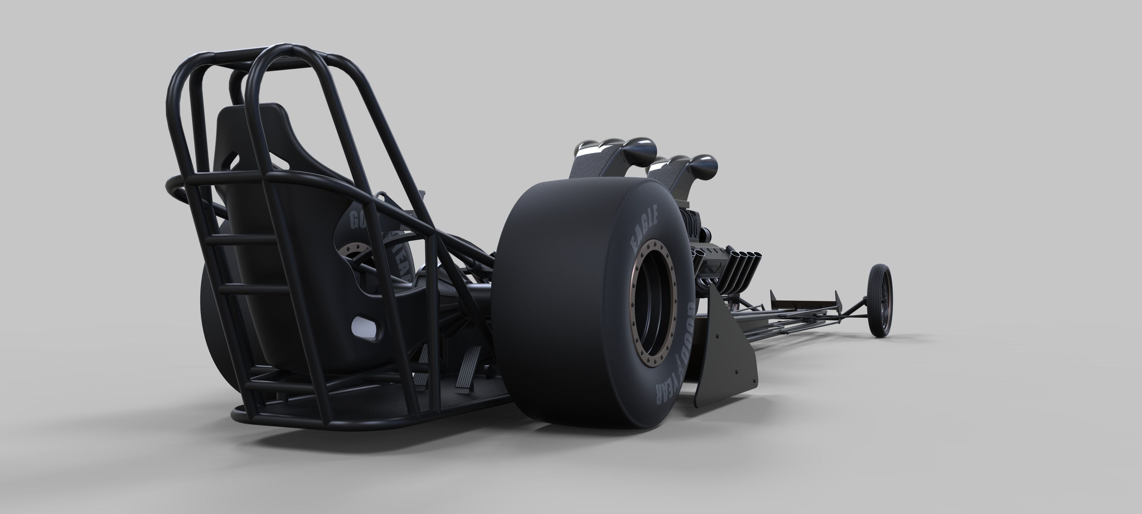 Front twin-engined dragster 3D model_13