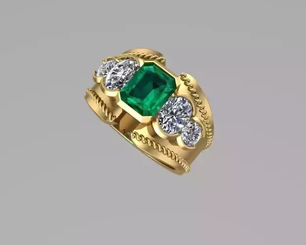 Emerald Diamond gold ring NN188