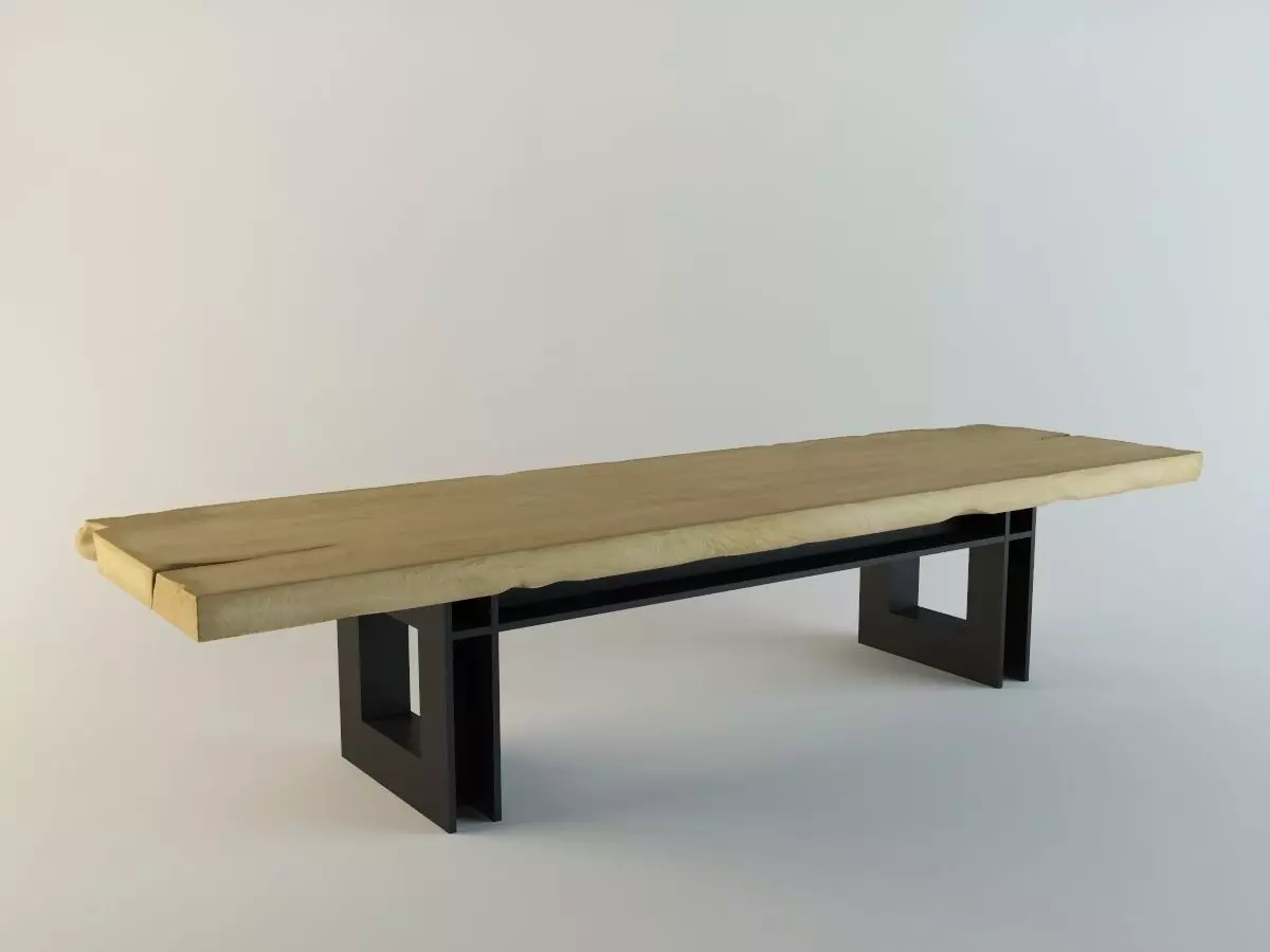 Dinner Table Kauri Wood 3D model_0