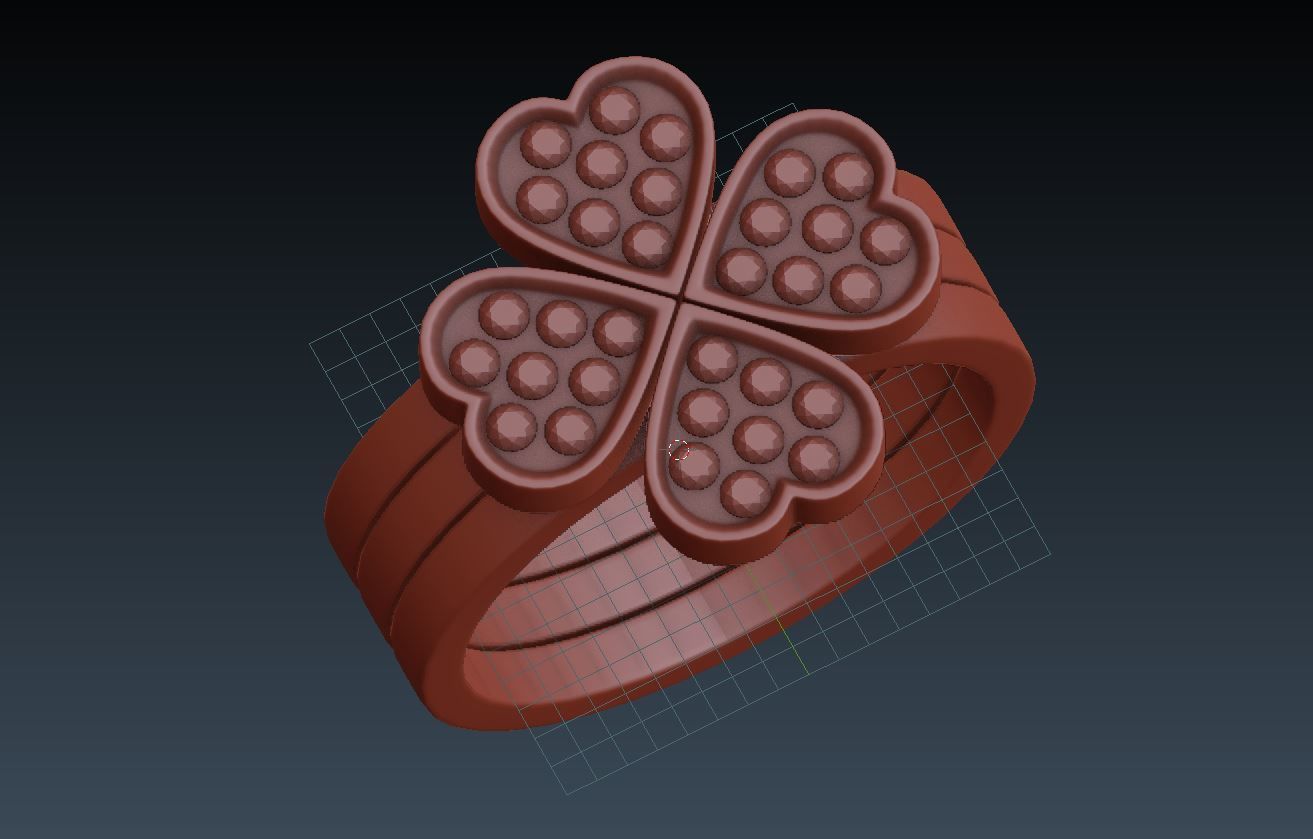 Stackable minimalist custom ring Stacking band Heart diamond 3D print model_10