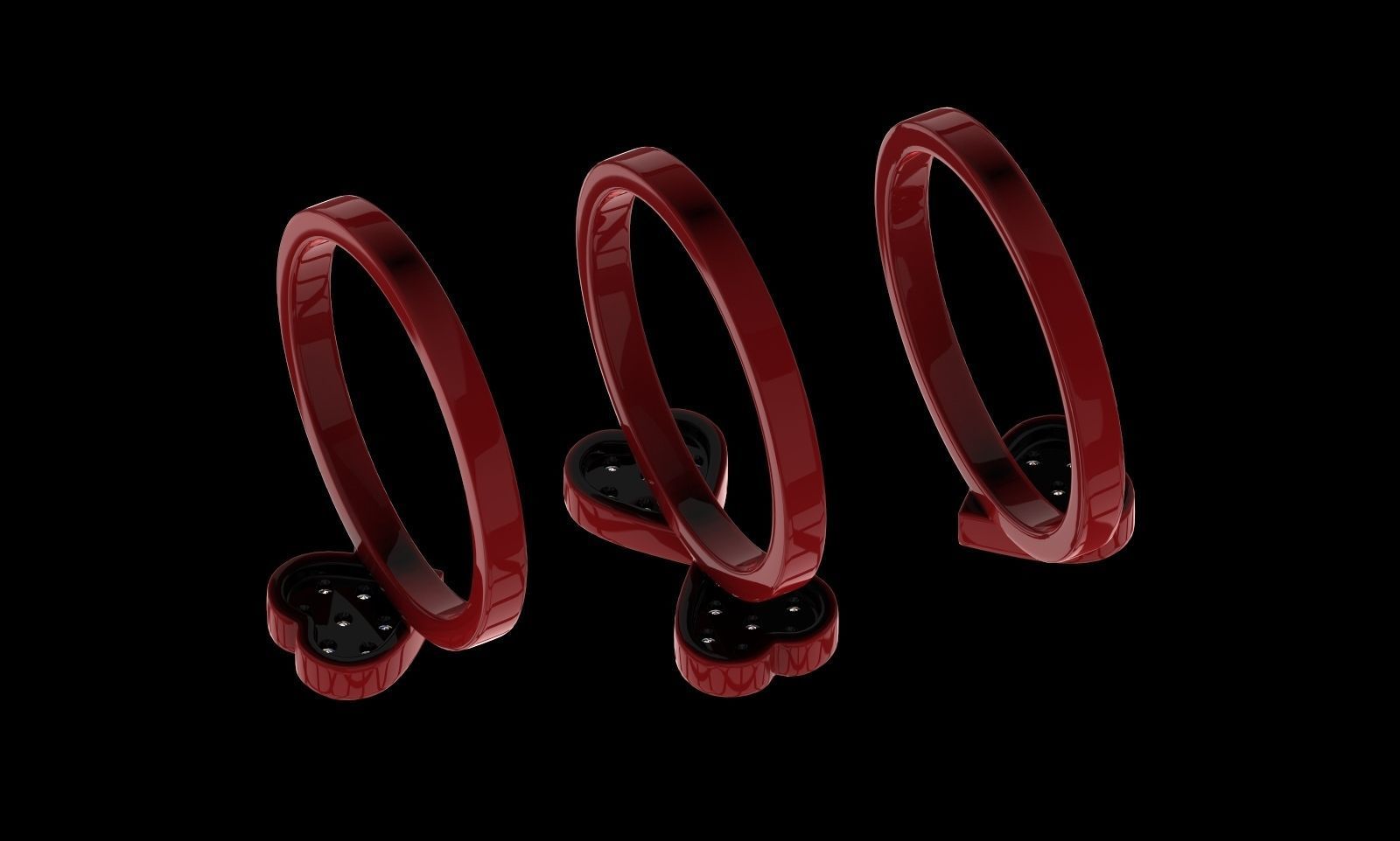 Stackable minimalist custom ring Stacking band Heart diamond 3D print model_13