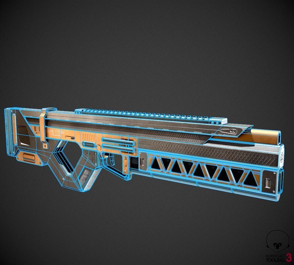 Sci-Fi Railgun Rifle Low-poly 3D model_8