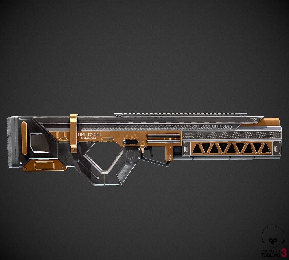 Sci-Fi Railgun Rifle Low-poly 3D model_2