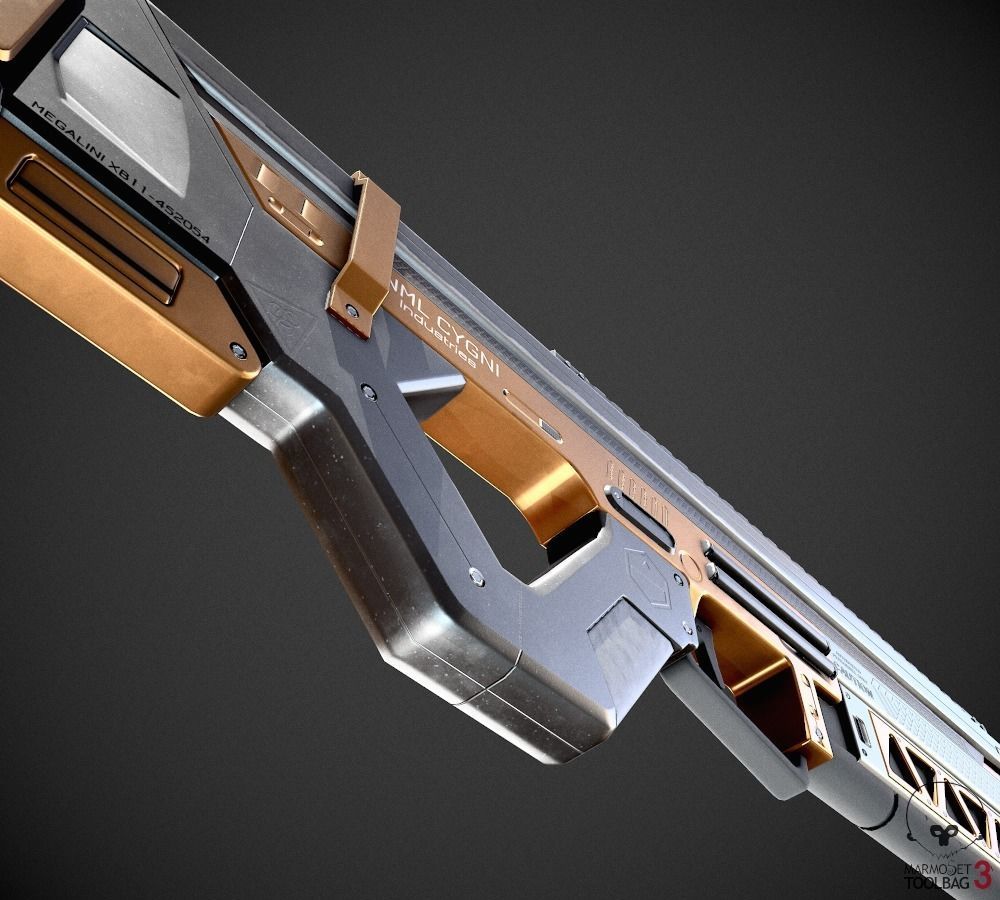 Sci-Fi Railgun Rifle Low-poly 3D model_6