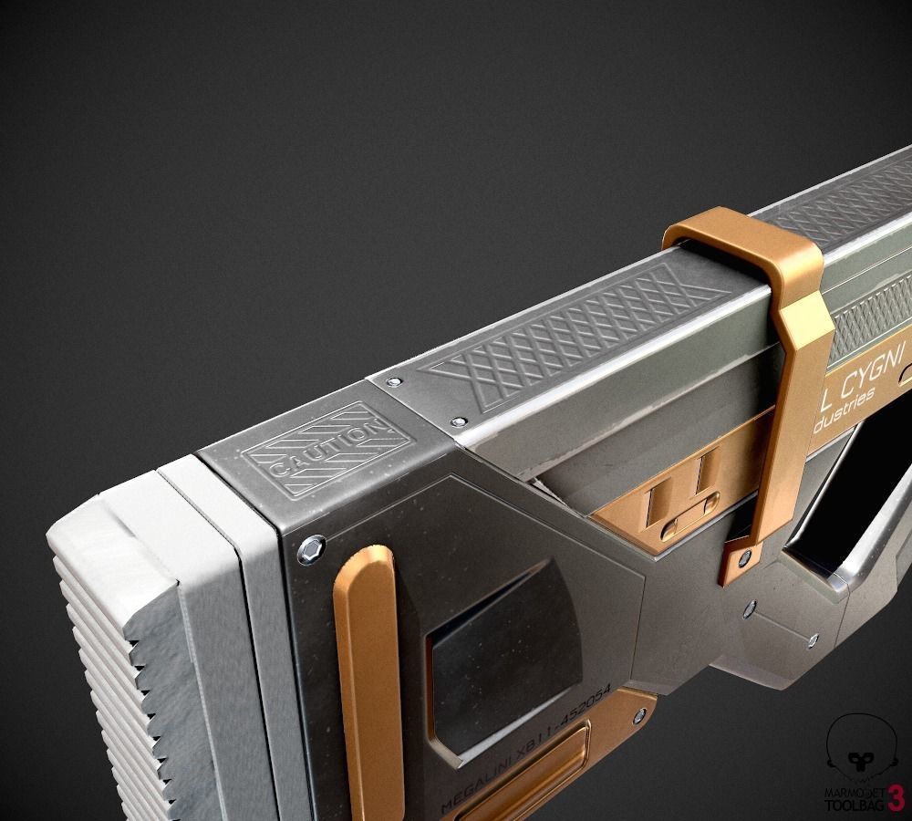 Sci-Fi Railgun Rifle Low-poly 3D model_3