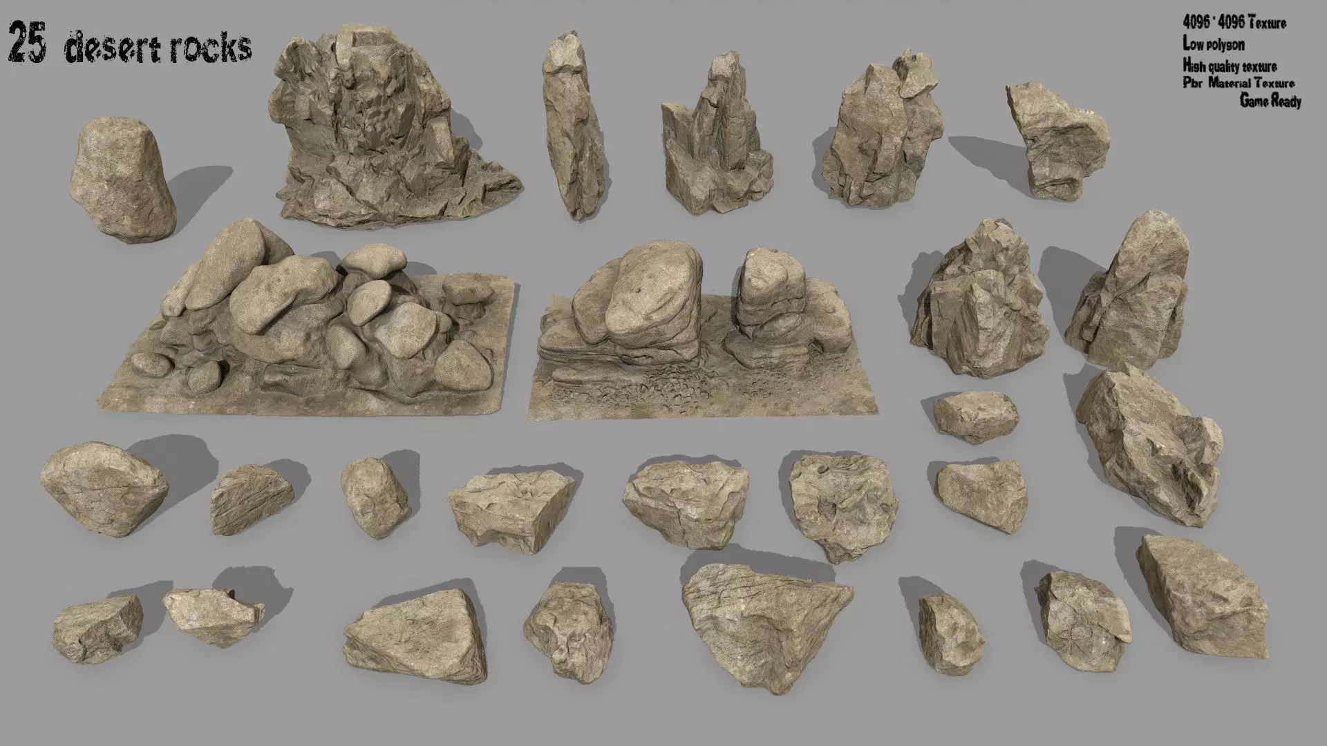 rocks rock Low-poly 3D model_0