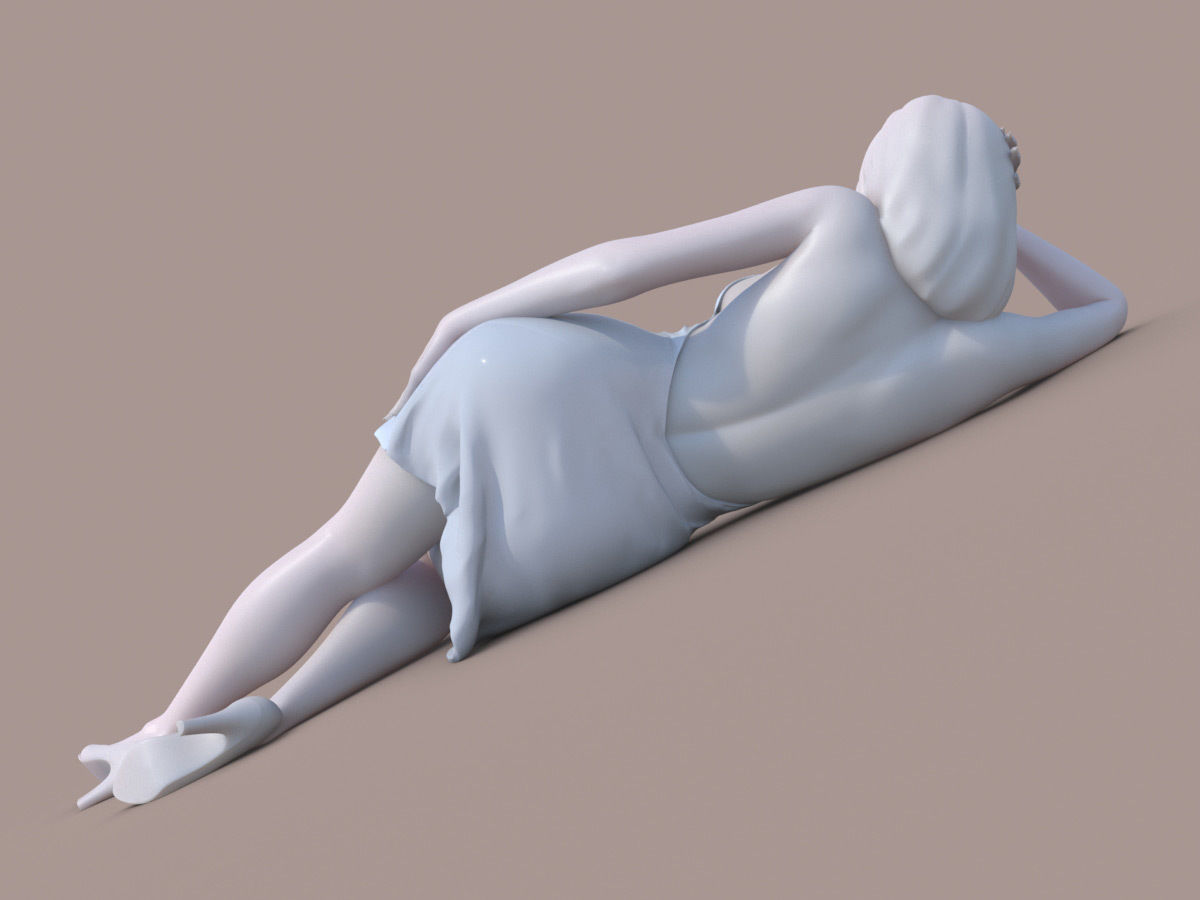 Lady lying down 3D print model_2