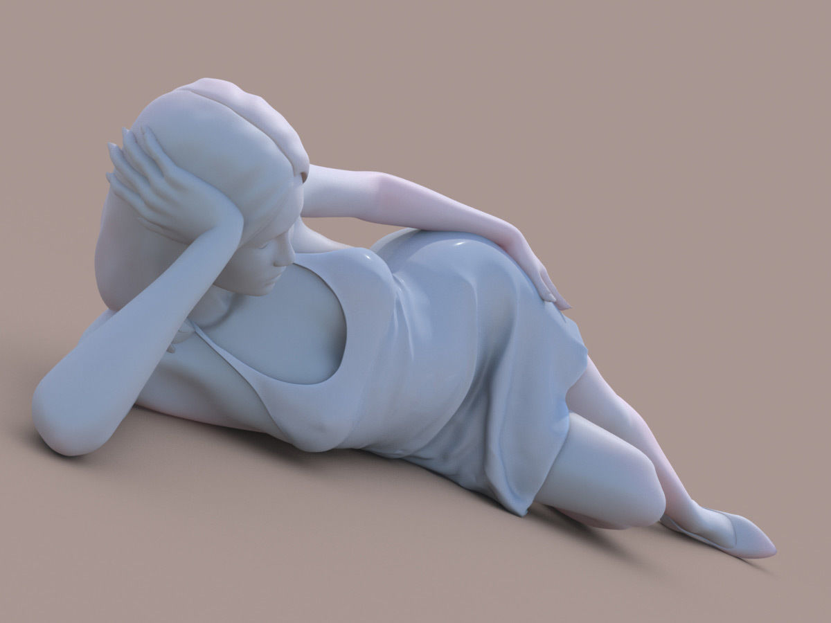 Lady lying down 3D print model_1