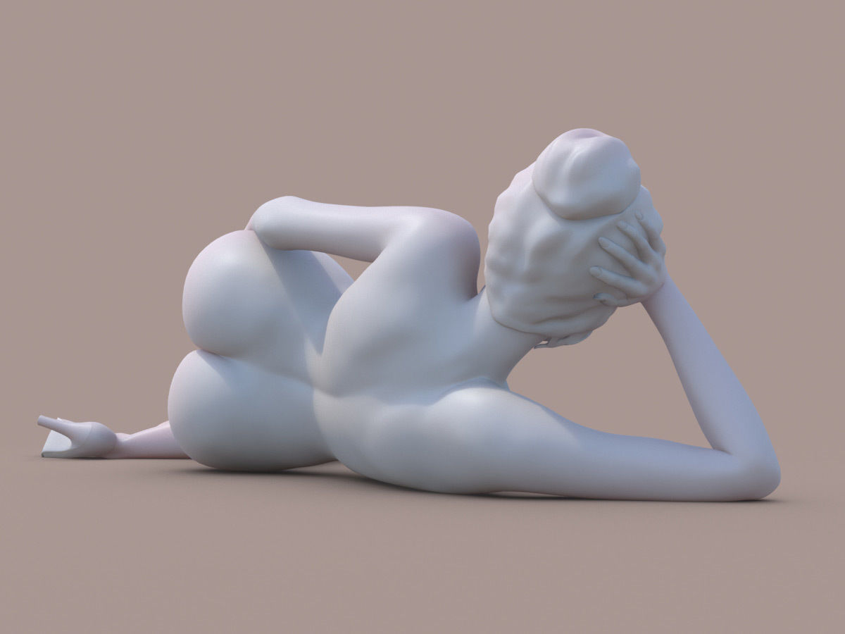 Lady lying down 3D print model_4