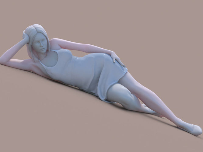 Lady lying down 3D print model