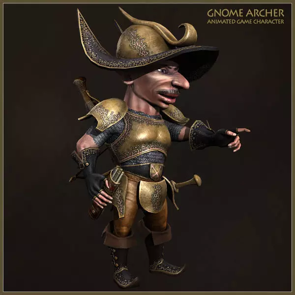 Gnome Archer Low-poly 3D model_0