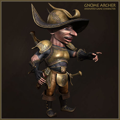Gnome Archer Low-poly 3D model
