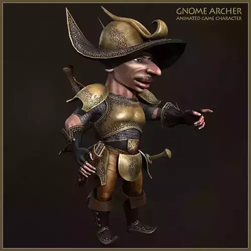 Gnome Archer Low-poly 3D model