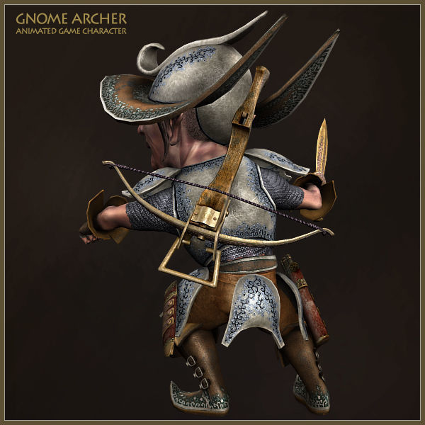 Gnome Archer Low-poly 3D model_9