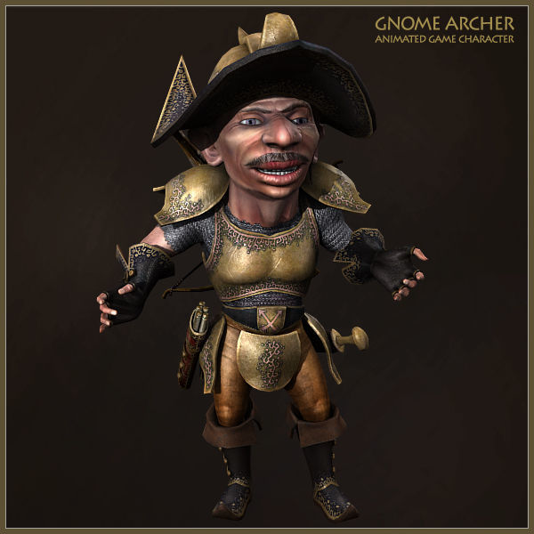 Gnome Archer Low-poly 3D model_6
