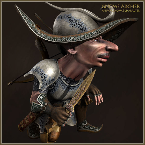 Gnome Archer Low-poly 3D model_7