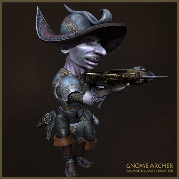 Gnome Archer Low-poly 3D model_13