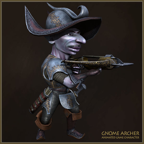 Gnome Archer Low-poly 3D model_11