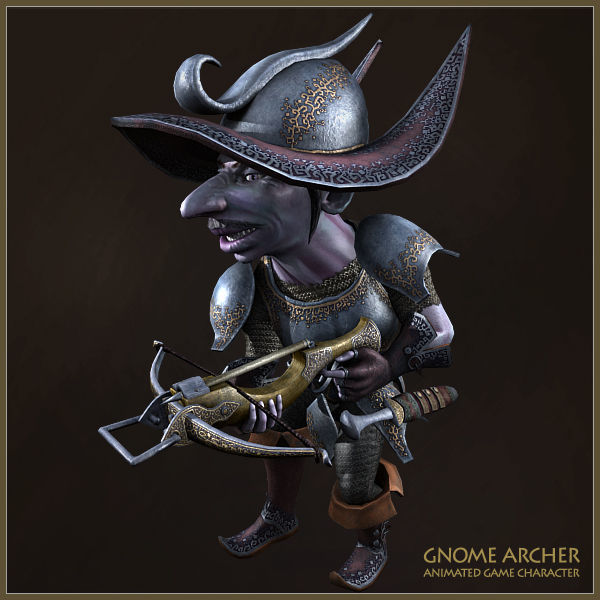 Gnome Archer Low-poly 3D model_12