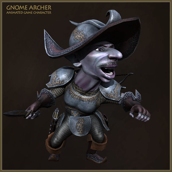 Gnome Archer Low-poly 3D model_8