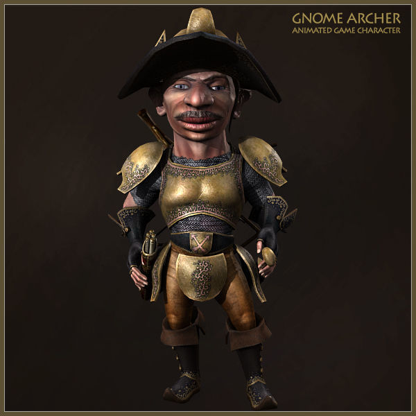 Gnome Archer Low-poly 3D model_5