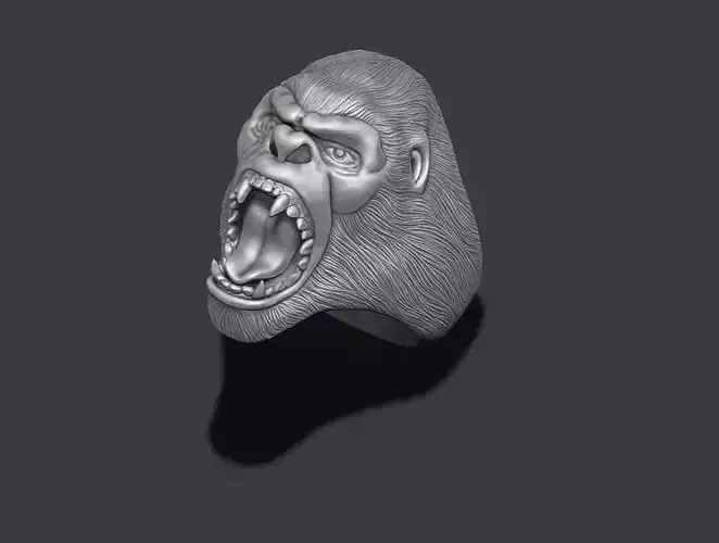 Roaring angry Gorilla ring 3D print model