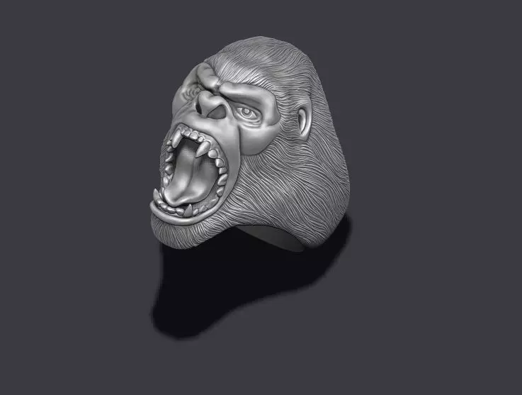 Roaring angry Gorilla ring 3D print model