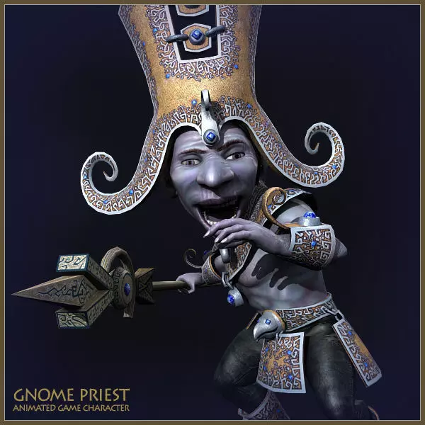 Gnome Priest Low-poly 3D model_0