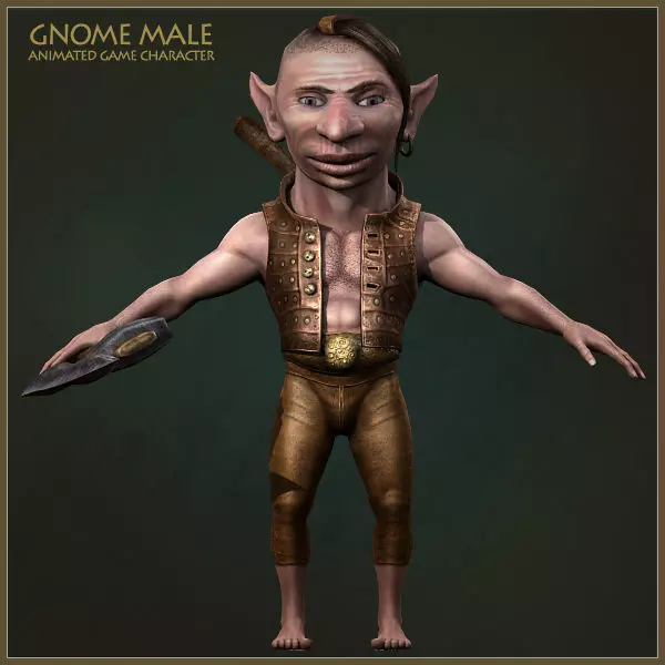 Gnome Worker Low-poly 3D model_0